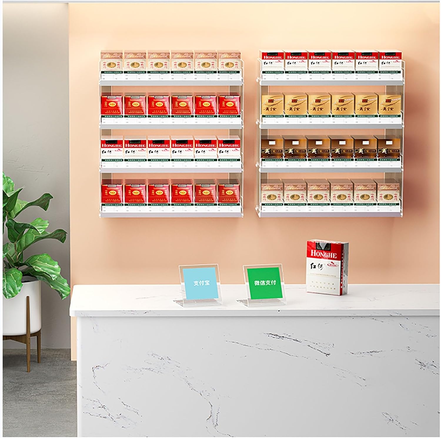 Store Display Shelves, Rectangular Cigarette Case Holder, Retail Cigarette Display Holder,Automatic Cigarette Pusher for Stores Supermarkets (Color : Clear, Size : 74.5x29x58.9cm) (Size : 2tier-56.5X