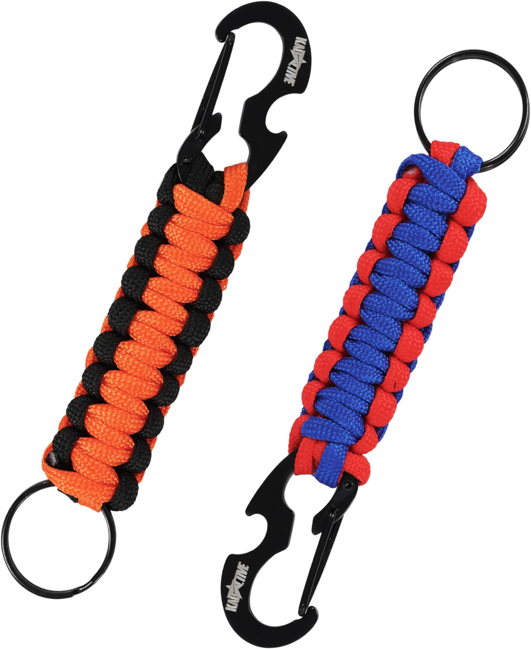 Paracord Keyrings with Carabiner Keyring Clip - 2 Pack keyrings for Backpack, Survival, Camping - Paracord Key Chain Key Holder - Key Lanyard for Men - car Keyring