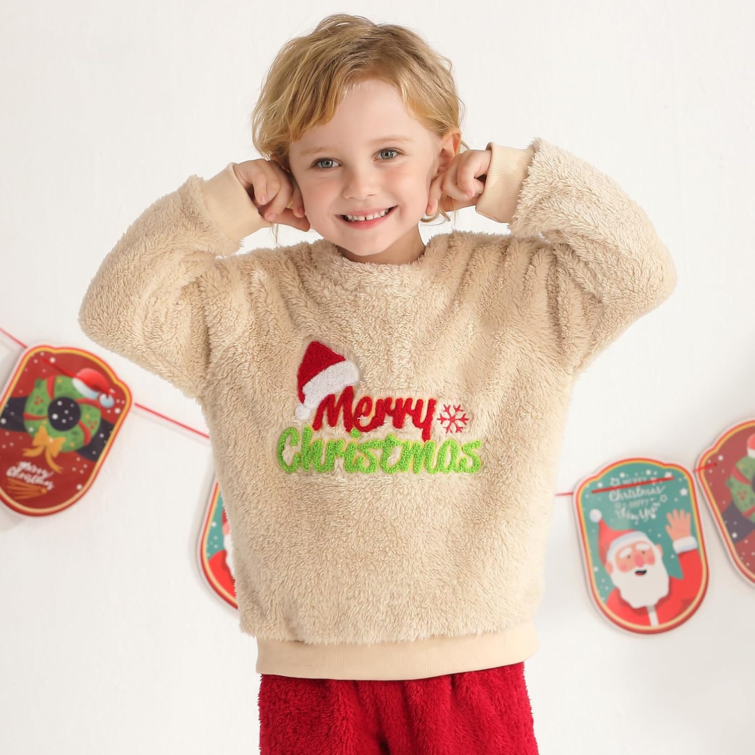 Baby Girl Boy Christmas Outfit Santa Print Long Sleeve Sweatshirts Pants Sets Infant Toddler Winter Clothes 12M-5Y - Image 2