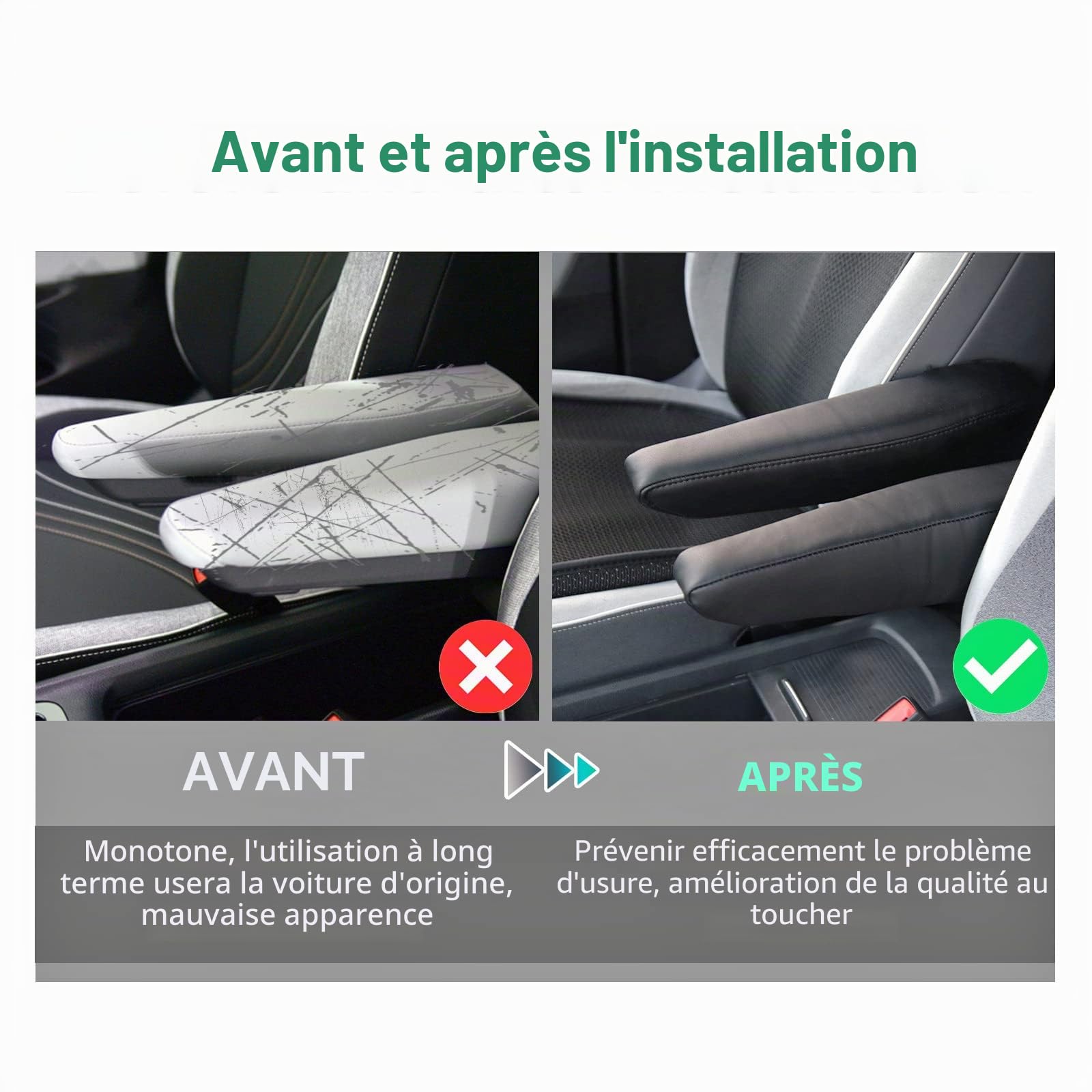 GAFAT Compatible avec VW ID.3 ID.4 ID.5 Facelfit 2021-2025 2026 Housses d'accoudoir, ID3 ID4 2025 Accessoires Coussin de Protection pour Console Centrale, en Cuir Microfibre PU [Lot de 2]