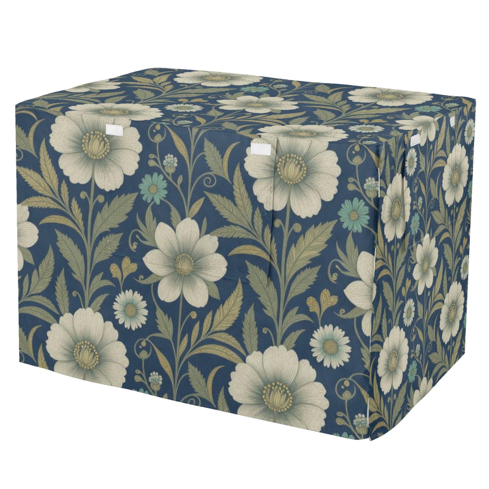Housse de cage en métal pour chien S à XL protection bleue à motif floral
