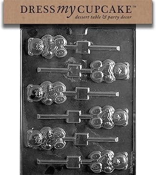 Chocolate Candy Mold, Teddy Bear with Heart Lollipop, Valentines Day