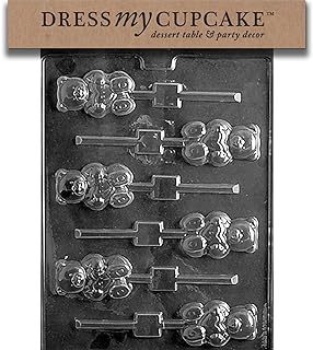 Dress My Cupcake Chocolate Candy Mold, Teddy Bear with Heart Lollipop, Valentine's Day