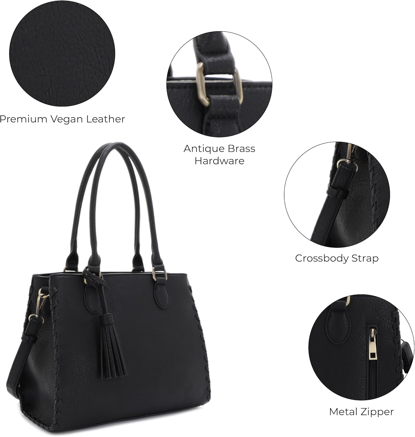 JESSIE & JAMES | Lioness Concealed Carry Satchel Bag with Tassel, Top Handle Purse with Crossbody Shoulder Strap - Image 3