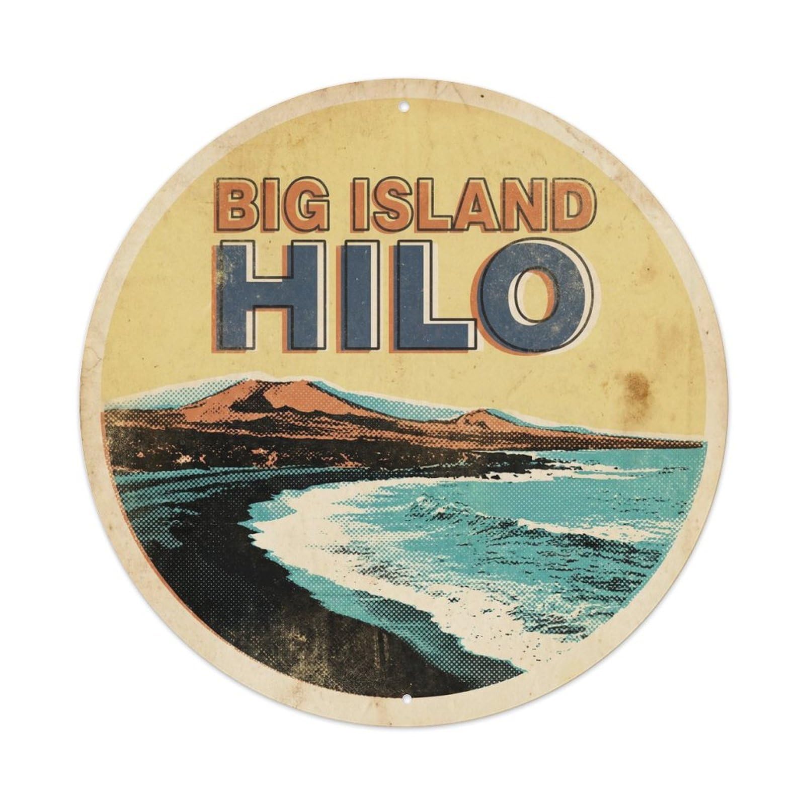 Big Island Hilo Volcanic Screen Graphic Travel Metal Tin Sign