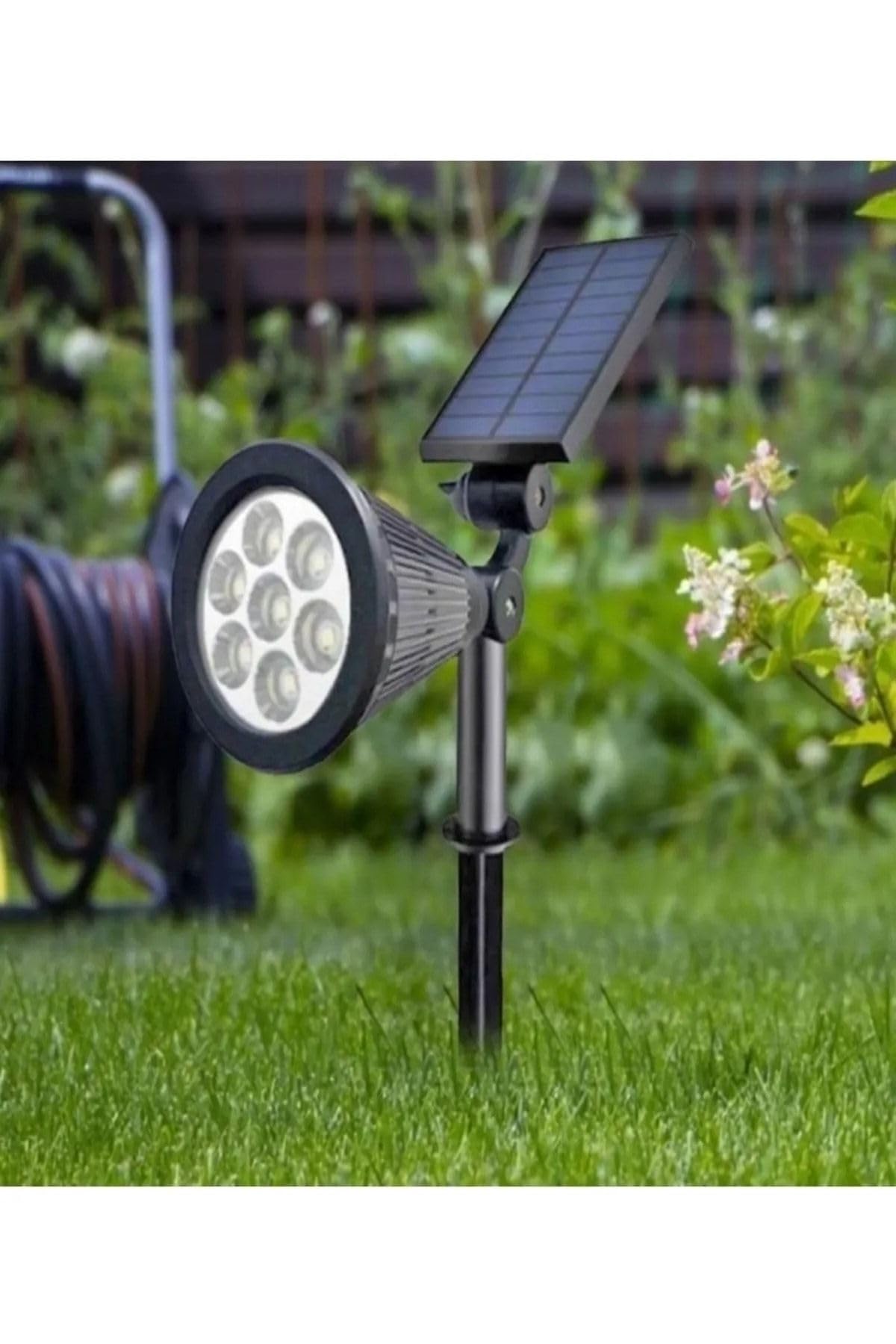 Ucuz Geldi Solar Kazıklı Çim Armatür Cata 7w Güneş Enerjili Led Çim Lambası Bahçe Ağaç Aydınlatma Lambası (Yeşil Işık)