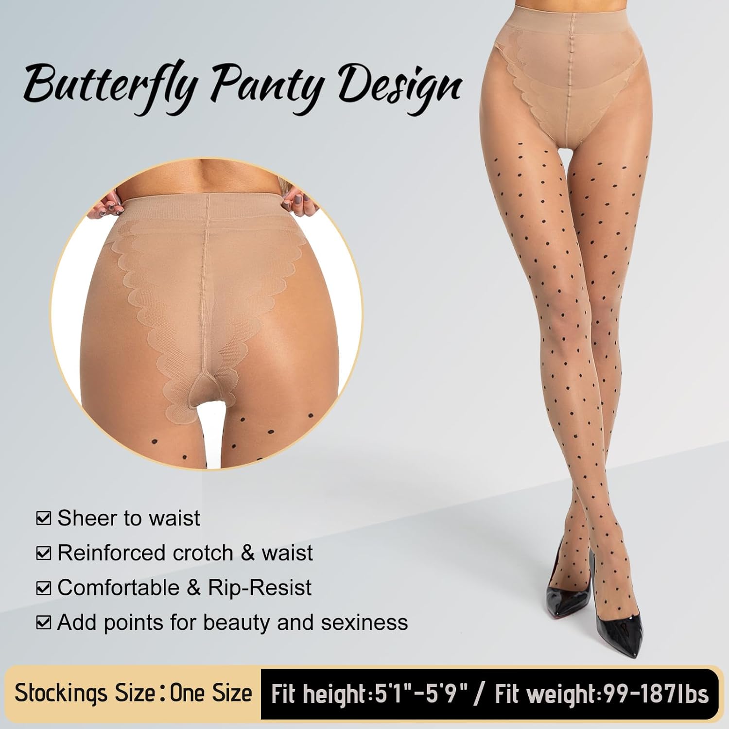 MANZI Women's Sheer Patterned Tights All-Over Polka-Dot Leopard Hearts Stockings 30 Denier Pantyhose Nylons - Image 4