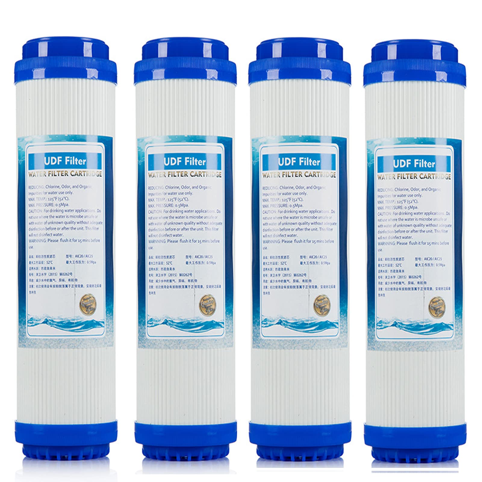 4 pezzi 10" Sostituzione della Cartuccia Filtro del Carbone attivata, Adatta a Tutti gli Alloggiamenti a Filtro da 10"