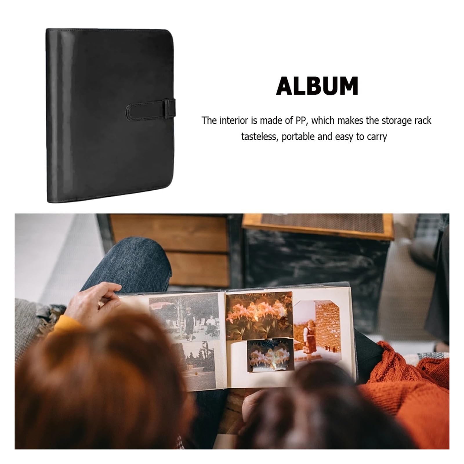 Álbum de Fotos Mini, Estuche para Guardar Fotos instantáneas, Soporte para Tarjetas fotográficas (Negro, 20 x 16 cm)