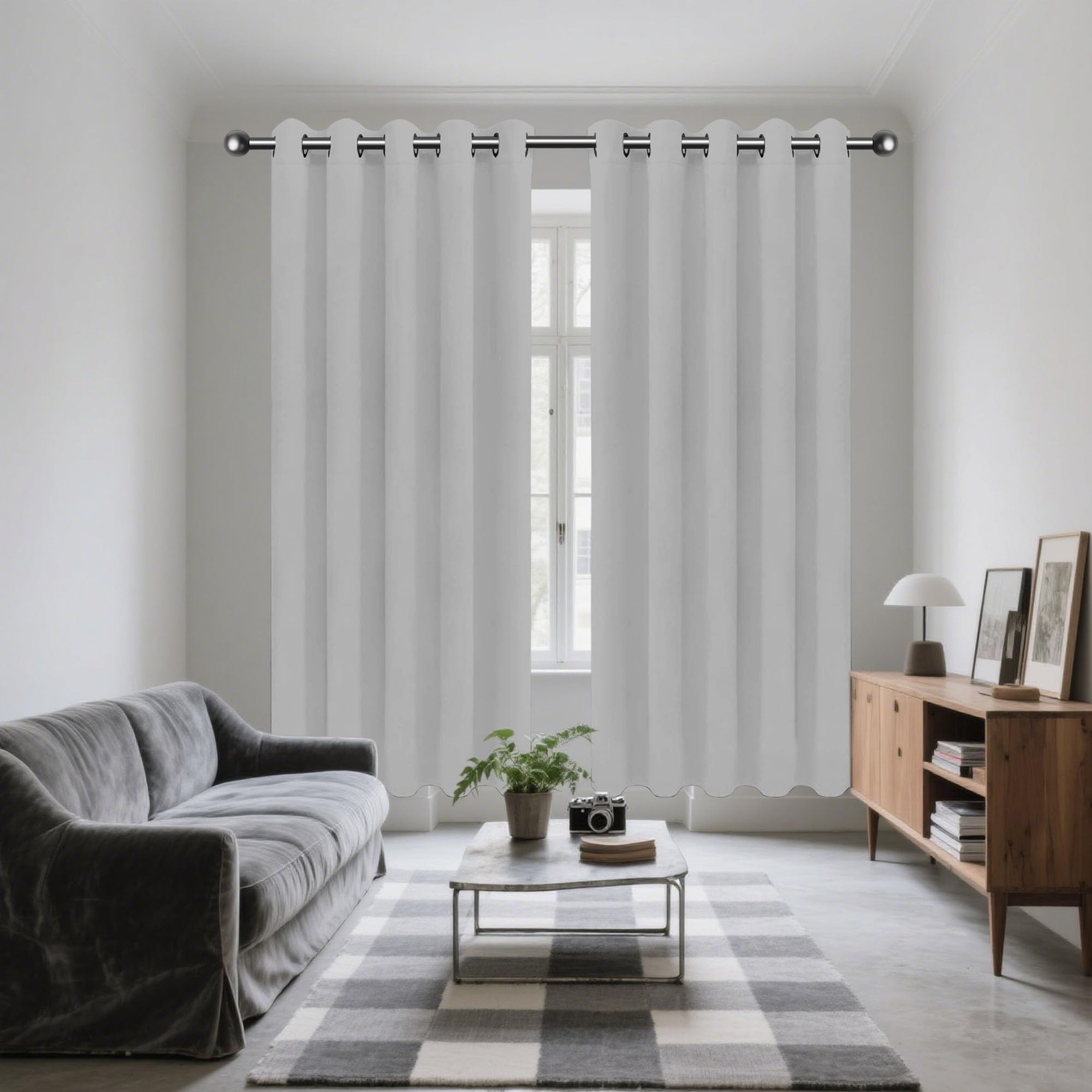 Rideaux salon moderne polyester opaque décoration maison gris clair