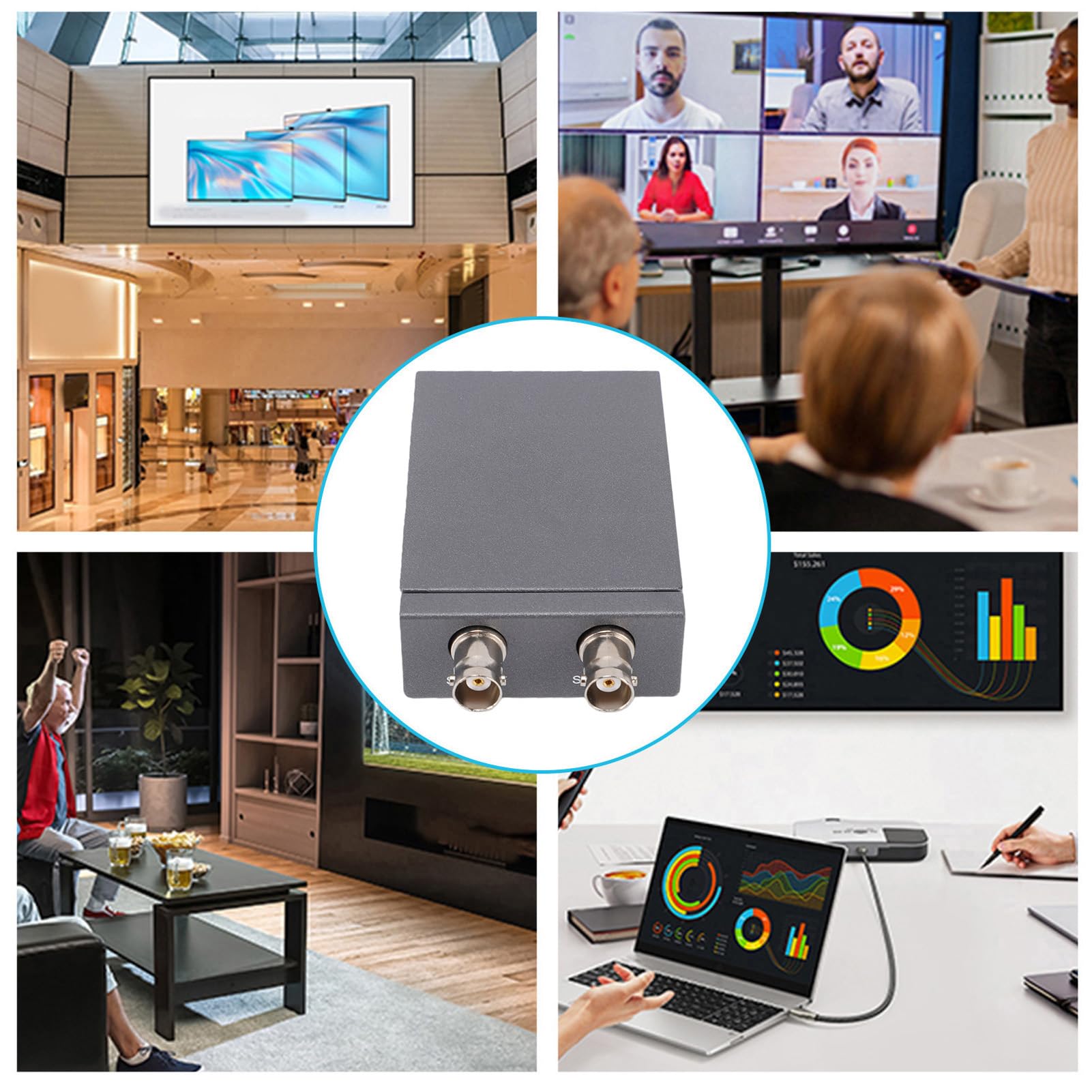 Vikye Convertitore da HD a SDI, Adattatore di Uscita Doppia SDI 1080P | Convertitore di Rilevamento Automatico del Formato, Adattatore di Segnale HDMI, per Camera Broadcast Theater