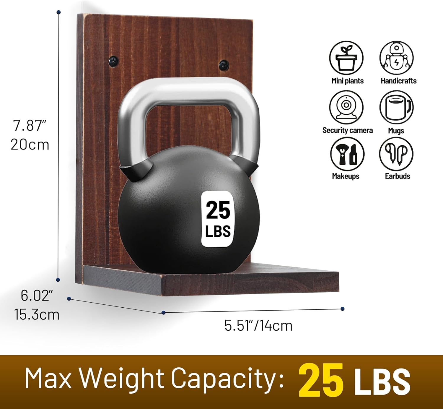 Small Wall Shelf Modern,Wooden Mini Floating Shelves,Indoor Wall Mounted Plants Shelf L Shaped,Midcentury Display Decorative Holder for Gallery Living Room Bedroom Porch,Pine,4 Pack(Rustic Walnut)