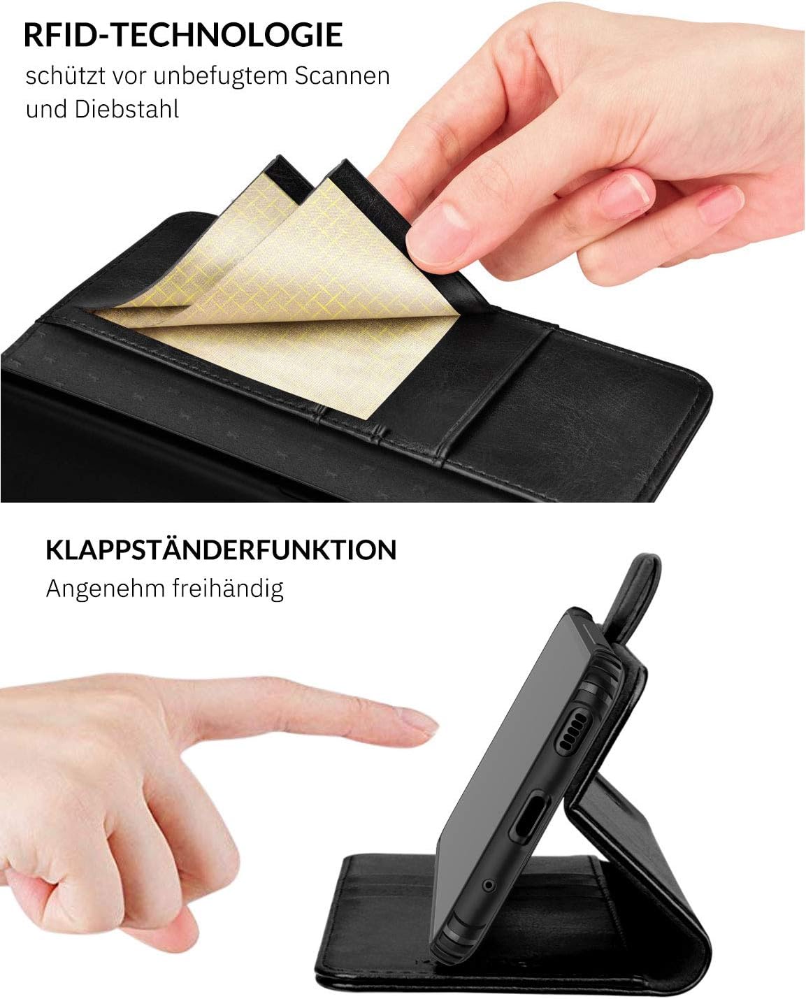 KILINO Galaxy S20 Plus 5G Wallet Case [RFID Blocking] [PU Leather] [Shock-Absorbent Bumper] [Soft TPU] [Card Slots] [Kickstand] [Magnetic Closure] Flip Folio Cover for Samsung Galaxy S20+ 5G (Black)