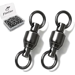 FishTrip 30/50 Pack Ball Bearing Fishing Swivels, High Strength Stainless Steel Swivels Fishing Tackle Solid Welded Rings Barrel Swivels Fishing Connectors for Saltwater Freshwater Size 0#-10#