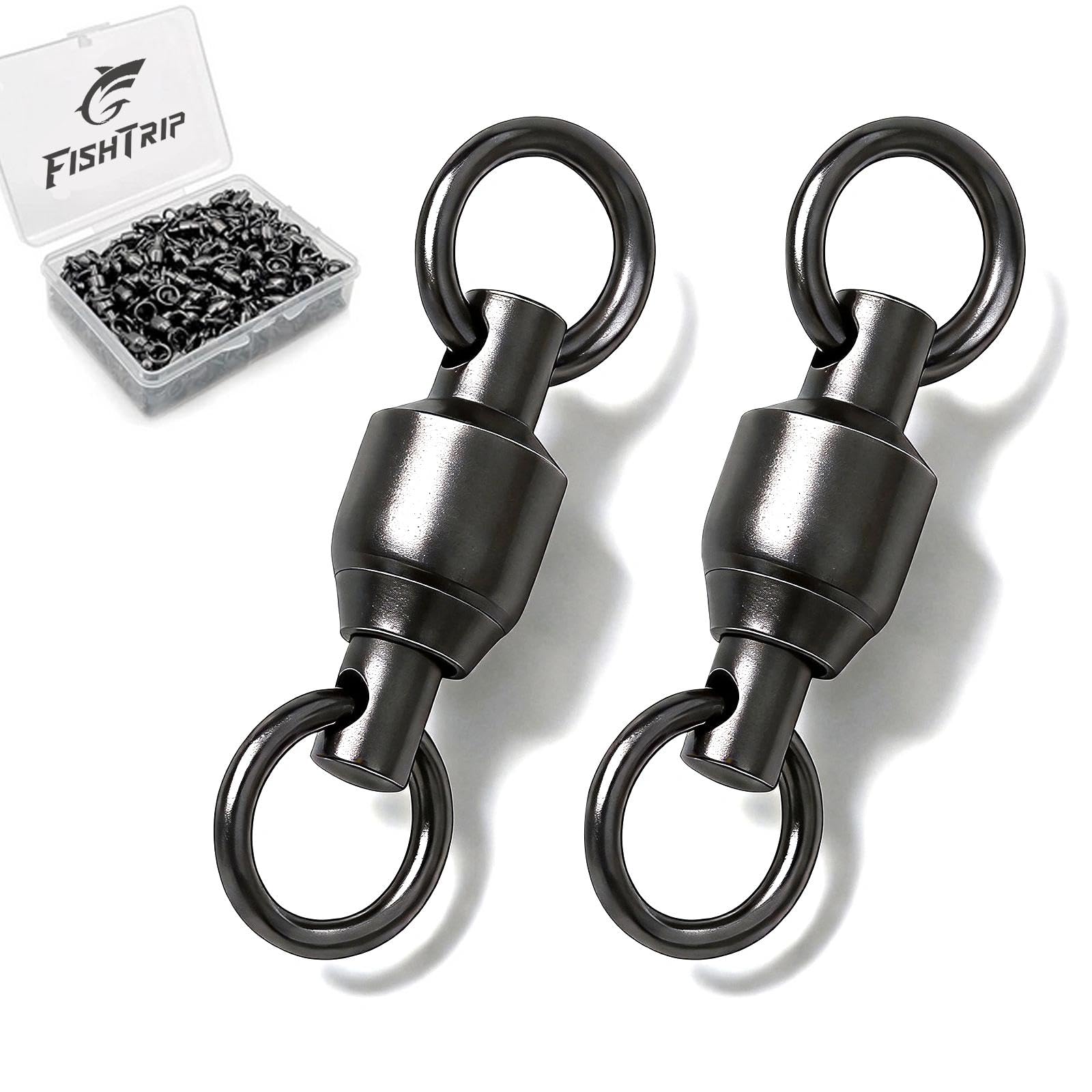 FishTrip 30/50 Pack Ball Bearing Fishing Swivels, High Strength Stainless Steel Swivels Fishing Tackle Solid Welded Rings Barrel Swivels Fishing