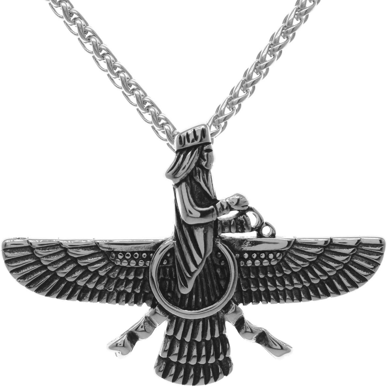 Large Farvahar Necklace Iranian Persian Art Iran Farohar Zoroastrian Faravahar Chain Necklace