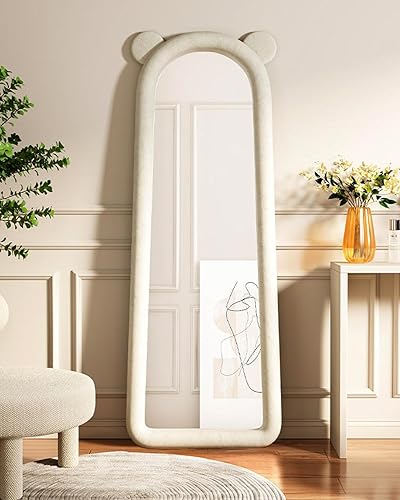 Miniatura 2 de DYNWELL Espejo de longitud completa, espejo de suelo con soporte, espejo de piso para bebé, espejo de pared de longitud completa, espejo de pie de