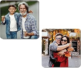 Giftplease Customized Photo Fridge Magnets (Set of 2) Glass Finish | Customized Gift, Anniversary, Valentines Day, Birthday | 3 X 3 Inch