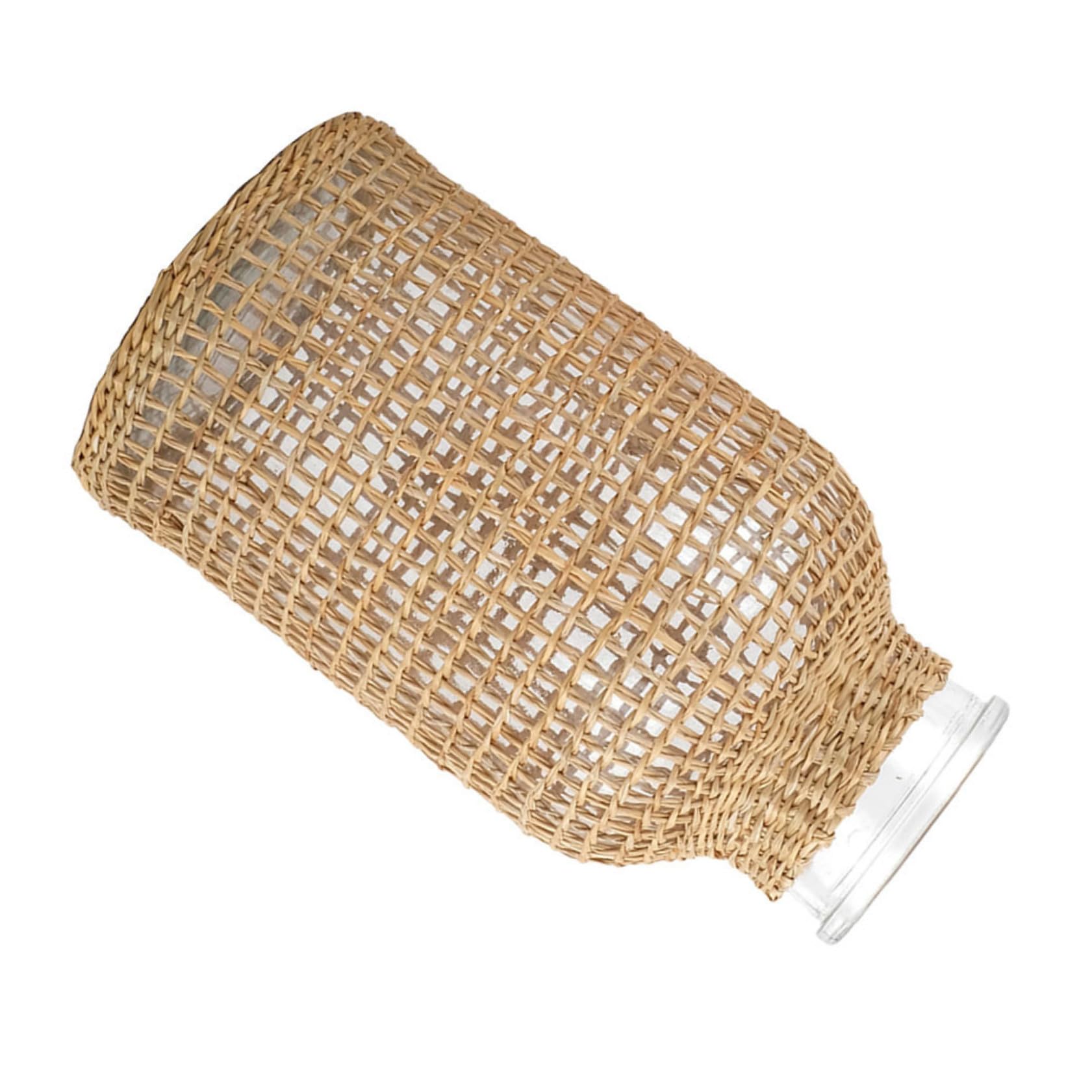 Vase en verre tressage rotin L pour stabiliser vos grandes fleurs séchées sans chute