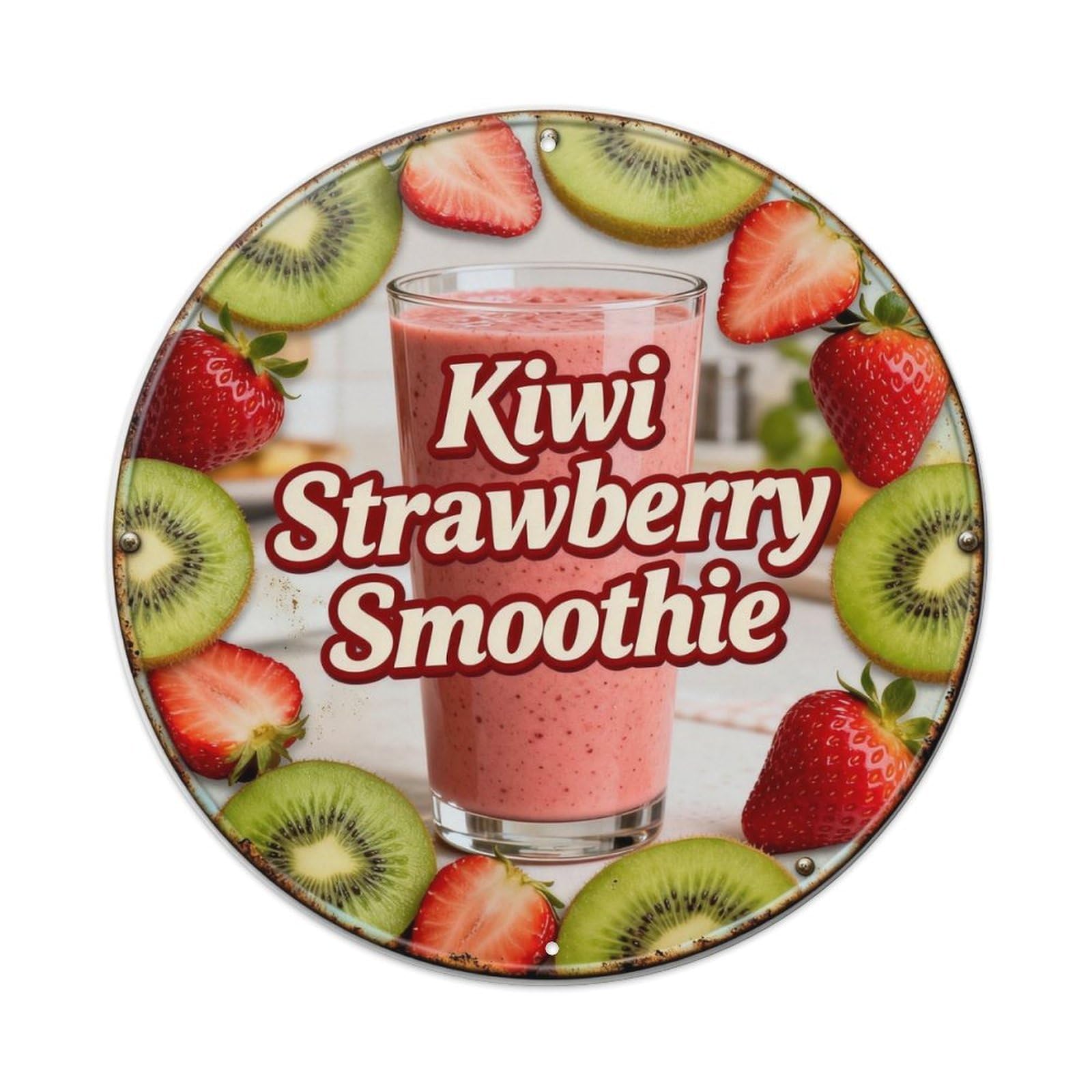 Kiwi Strawberry Smoothie Metal Tin Sign Plaque