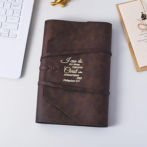 Miniatura 4 de LParkin Funda de cuero para la Biblia para hombres y mujeres, con texto en inglés "I CAN DO All Things Through Christ WHO Strengthens Me", correa