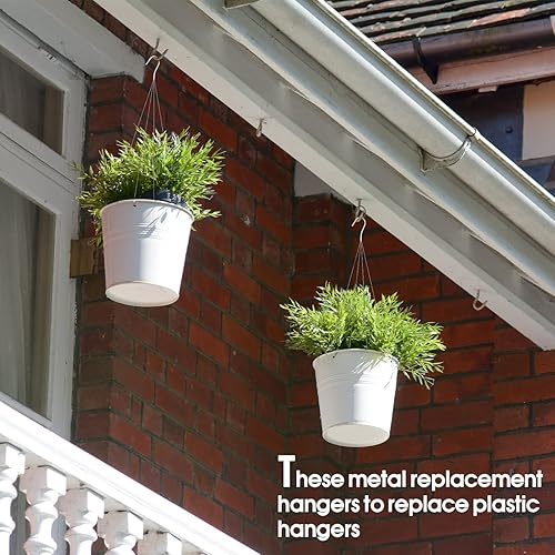 Miniatura 6 de Paquete de 10 perchas de alambre fuerte de 24 pulgadas para cestas colgantes, 4 cestas colgantes de orquídeas, gancho de alambre de metal para
