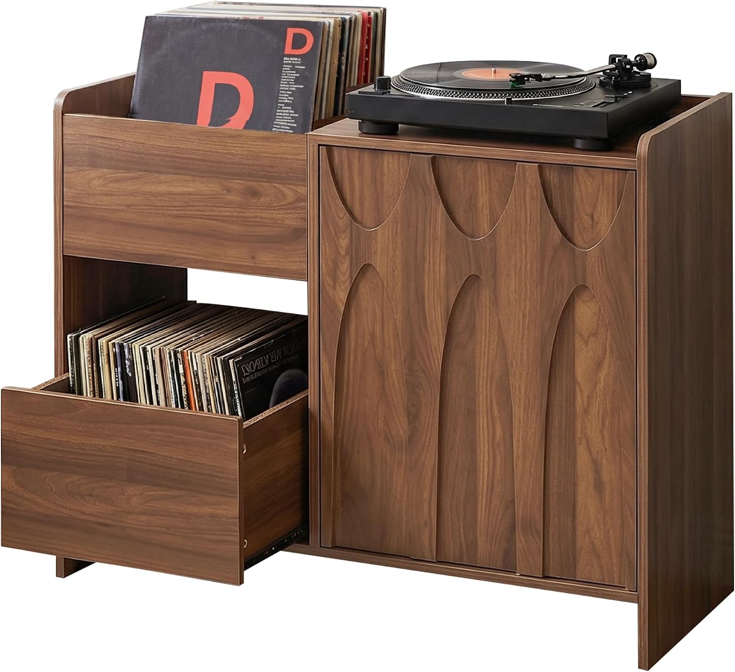 Bifins Record Player Stand with Drawer and Door