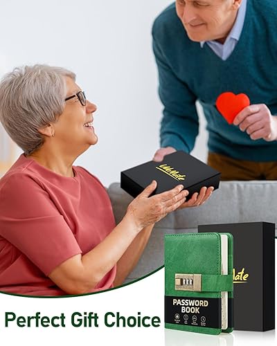 Miniatura 3 de WEMATE Libro de contraseñas con cerradura, libro de contraseñas con pestañas alfabéticas con espacio de más de 600 contraseñas, organizador de