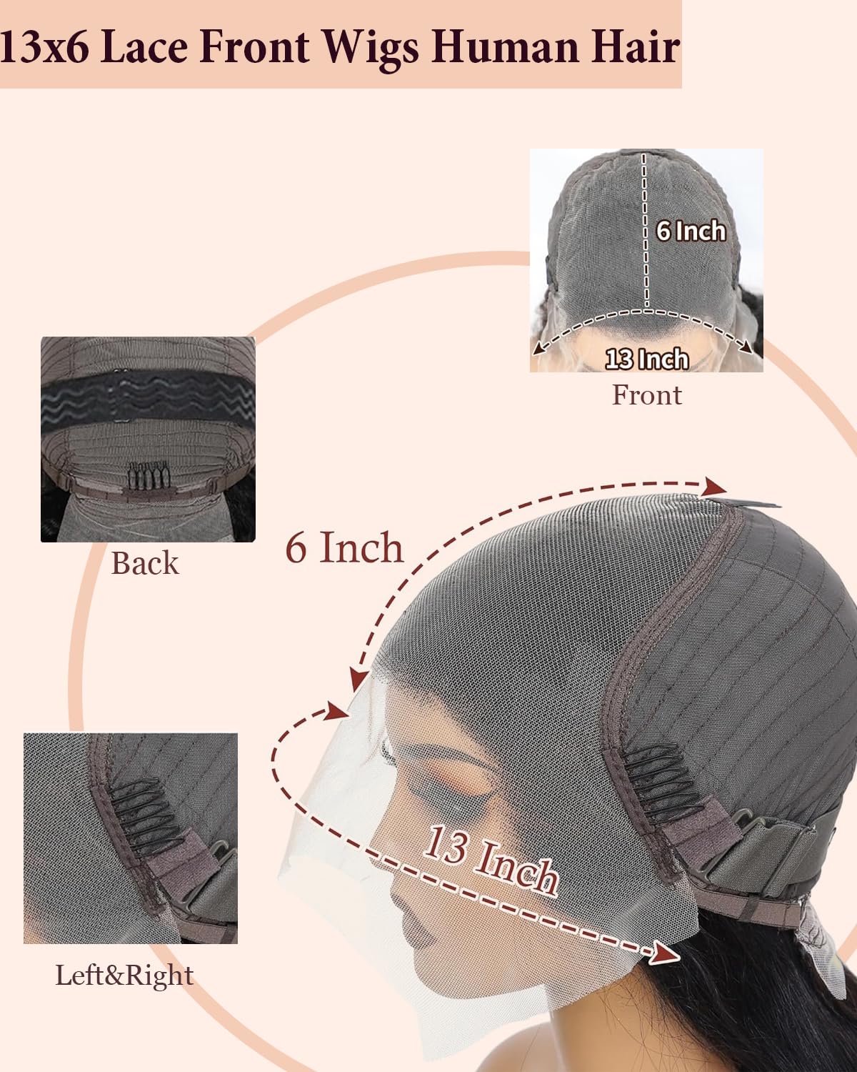 28 Inch 13x6 Body Wave Lace Front Wigs Human Hair 200% Density 12A Real Skinlike HD Lace Black Human Hair Wig Pre Plucked with Baby Hair for Women Soft Last 9-12 Months Suitable for Your Daily Life
