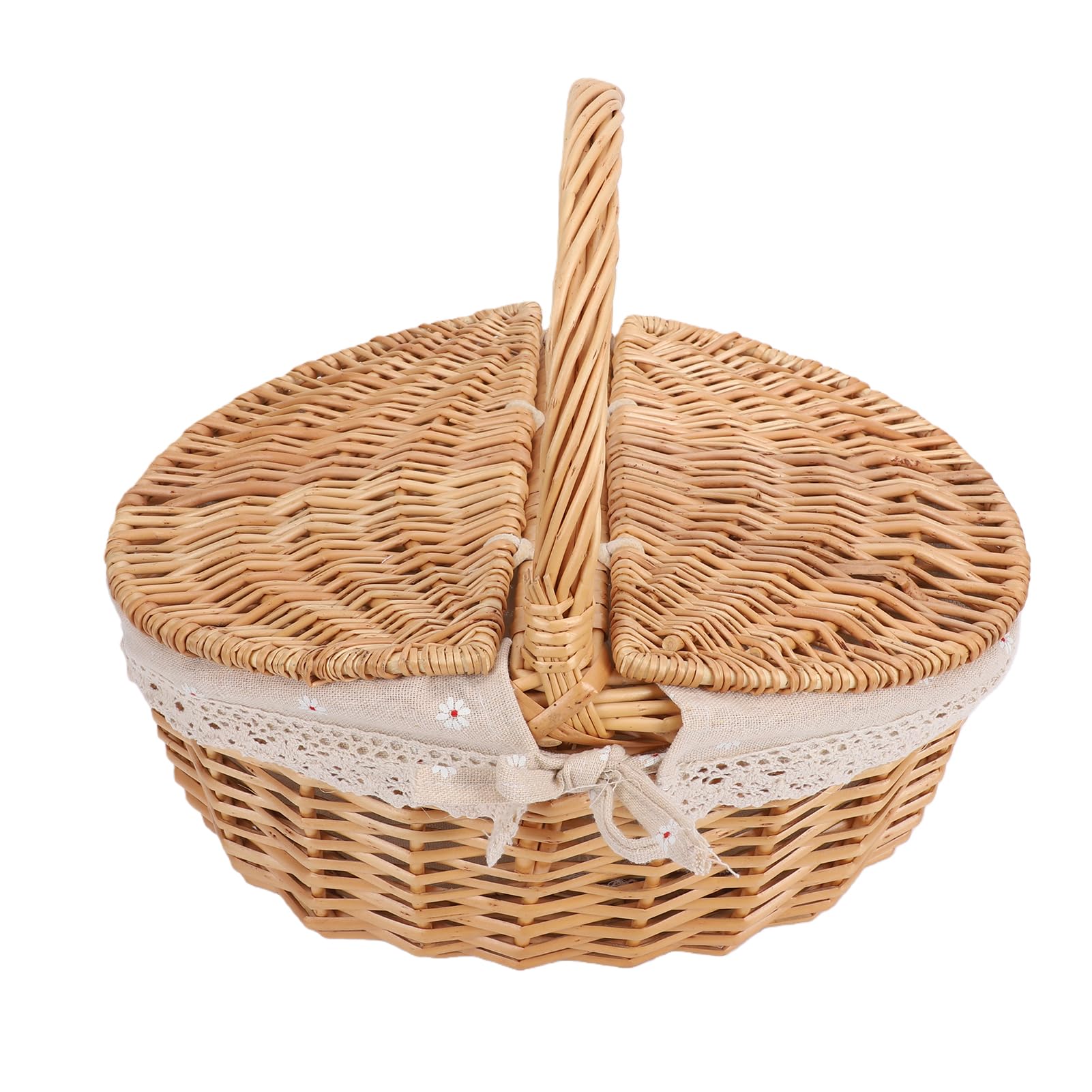 Panier en osier naturel pour pique-nique romantique et sorties en famille à la campagne