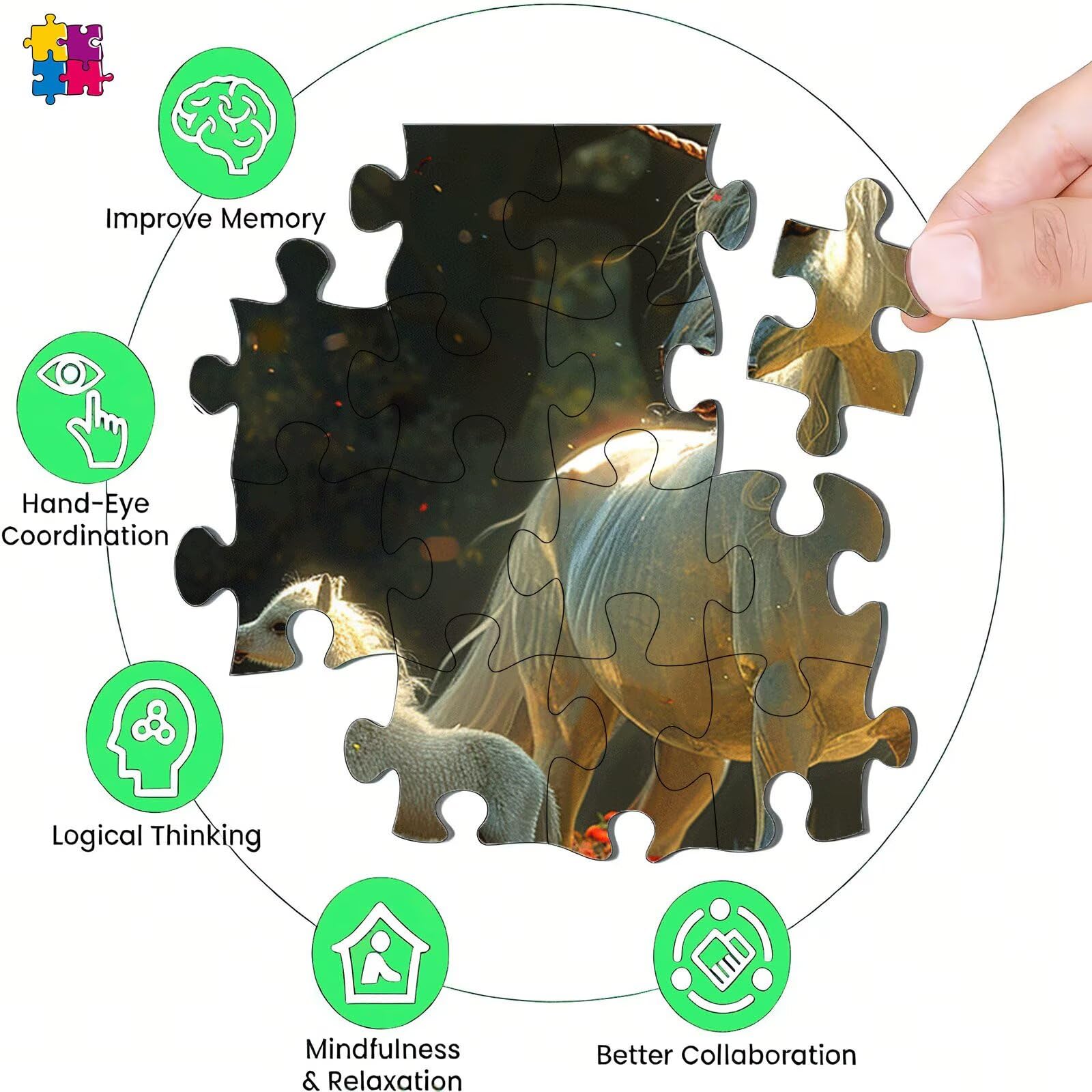 Puzzle 6000 elementów, las koń puzzle 6000 elementów dorośli i dzieci, premium artystyczna łamigłówka, 179,5 x 105,5 cm klasyczna gra puzzle dla dorosłych, dekoracja domu, prezent dla mężczyzn s7h-754