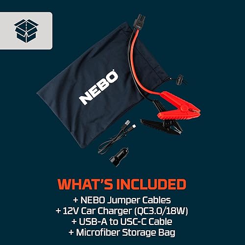 Miniatura 7 de NEBO Arrancador portátil de batería de coche de 1500 A  Fuente de alimentación de 29.9 Wh, reinicia camiones y SUV de 12 V, 30 aumentos de batería