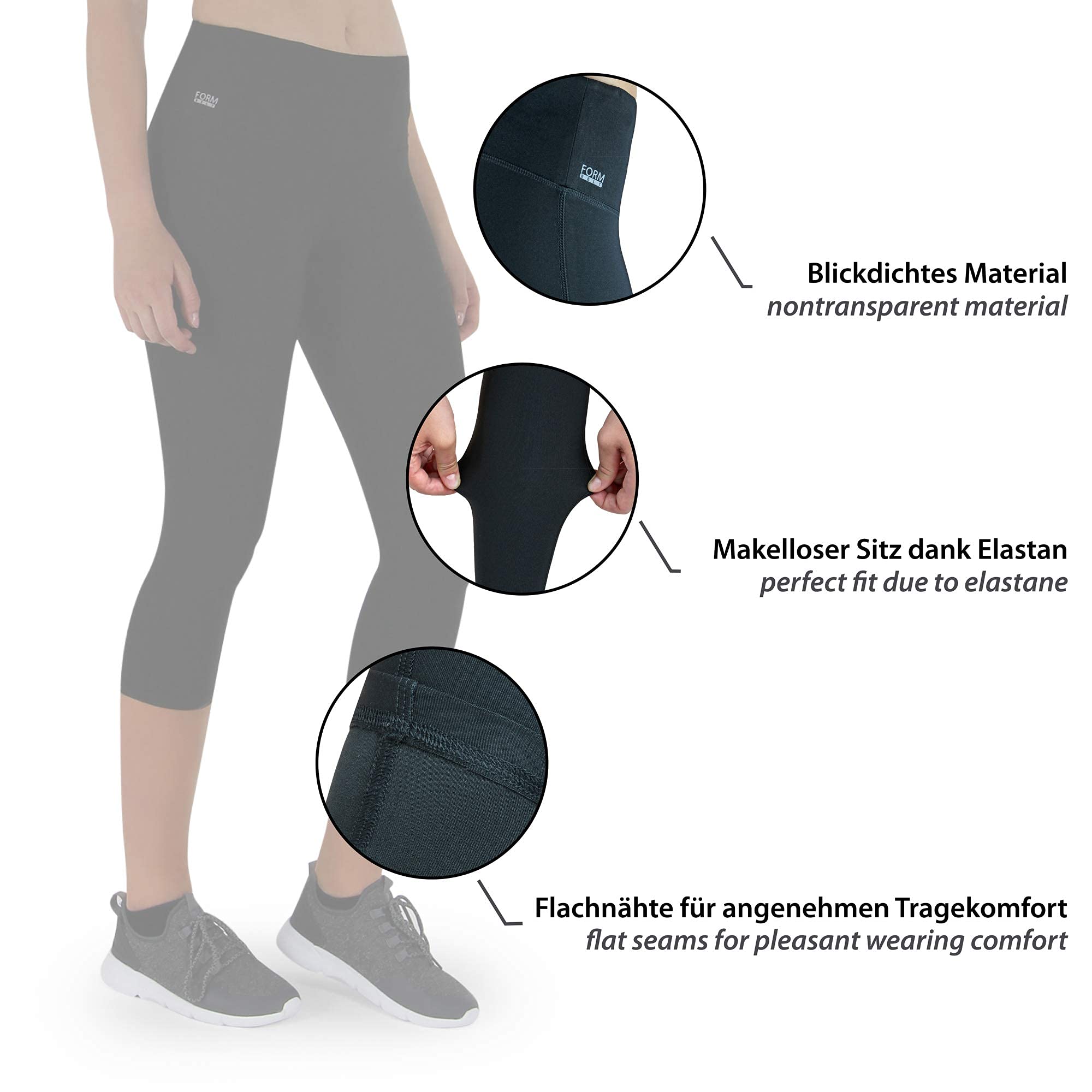 Formbelt® - Pantalón Pirata, Capri de Running con Bosillo, Leggings Deportivo para Mujeres con Riñonera integrada para Teléfonos Móviles Llaves Gimnasio Jogging Correr Escalada Yoga