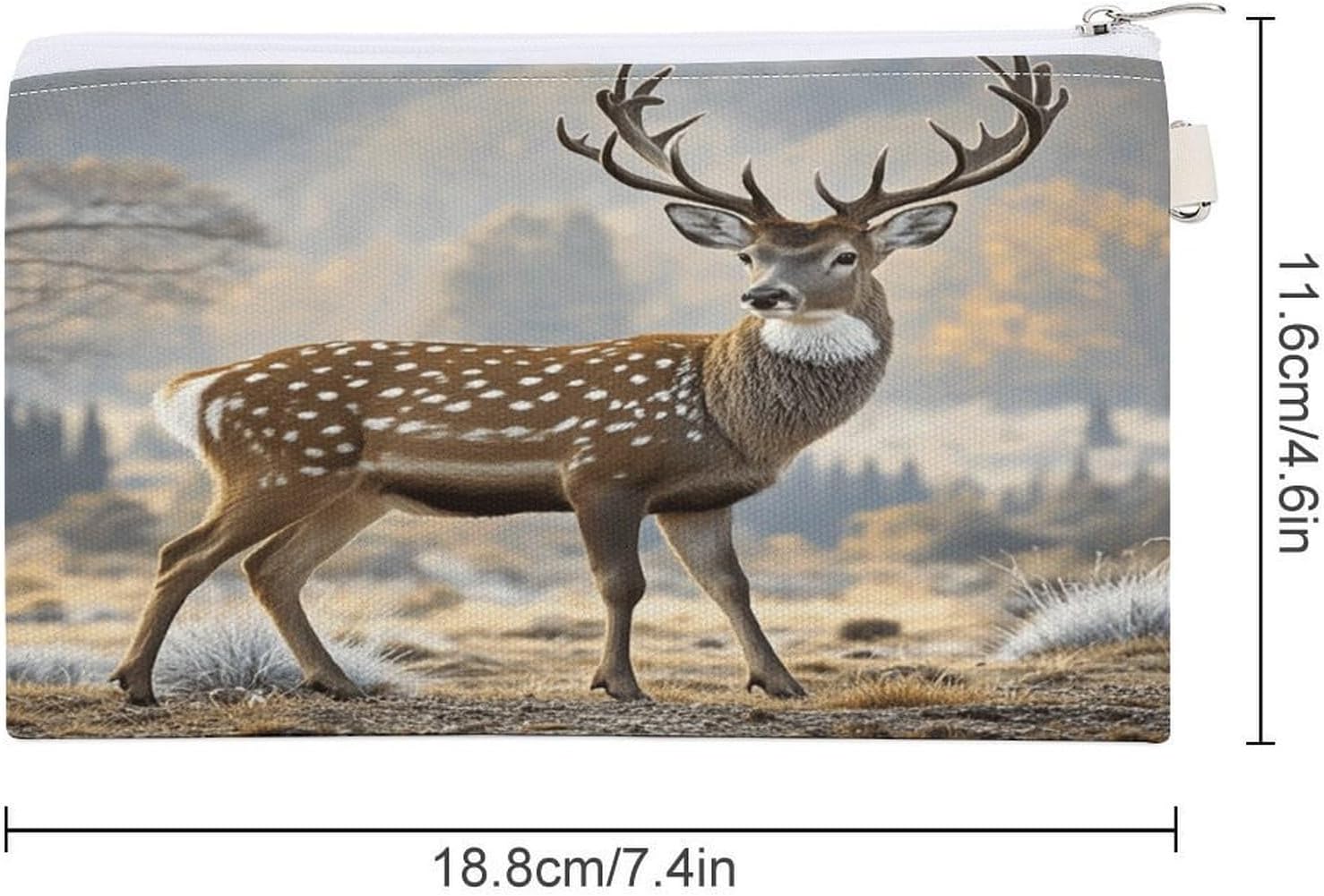Deer Pattern Coin Purse Portable Canvas Coin Pouch with Zipper Mini Coin Pocket Pouch Change Holder Slim Cash Change Wallet Lightweight Cute Coin Bag for Men Women