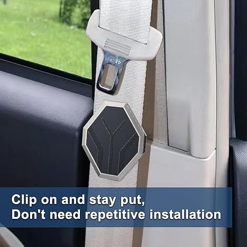 Miniatura 5 de Paquete de 2 clips de cinturón de seguridad de metal para cinturón de seguridad, protector de clip de bloqueo para cinturón de hombro y cuello para