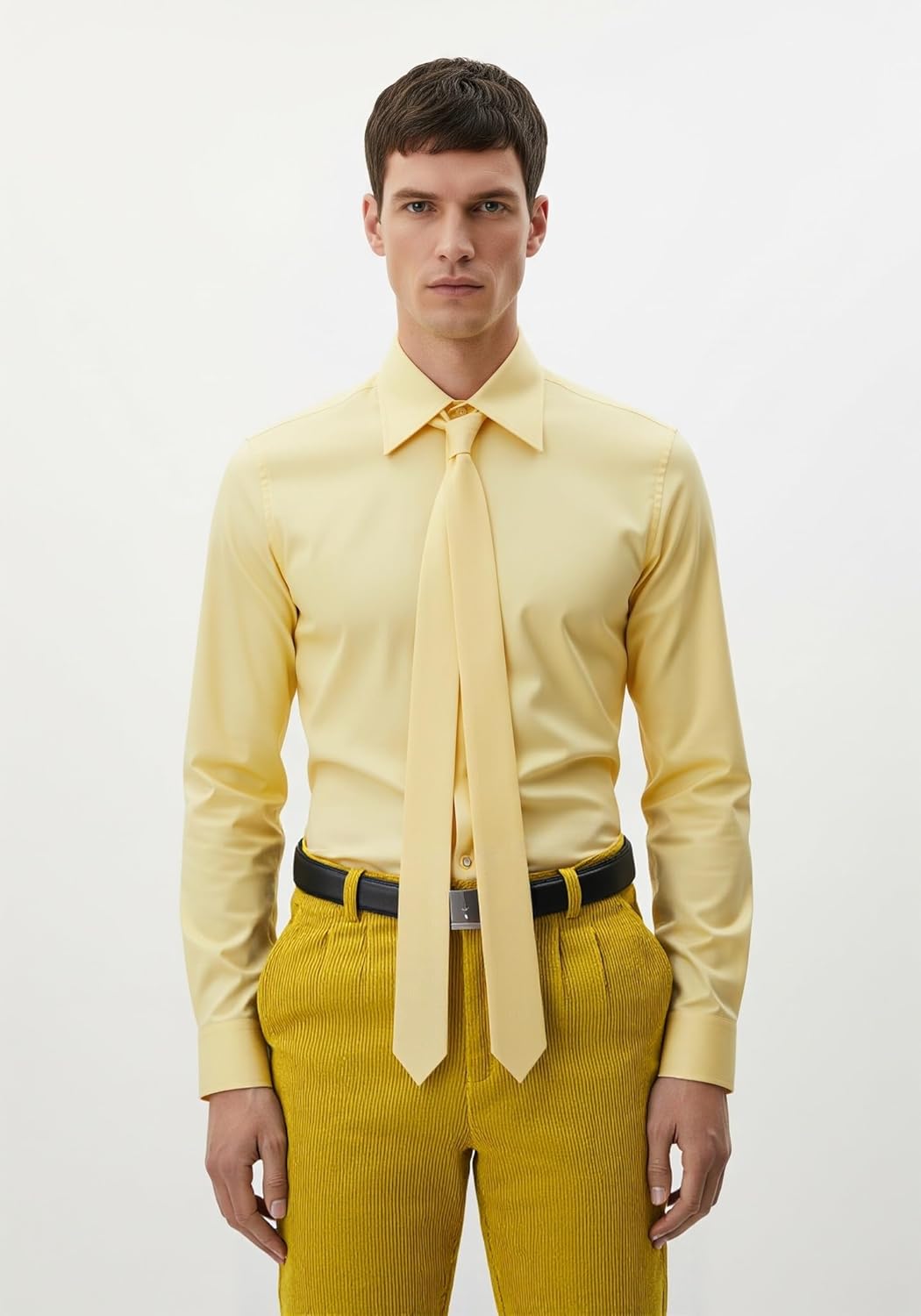 Corduroy Pants Men Classic Fit Flat-Front Casual High Waist Mens Corduroy Dress Pant - Image 6