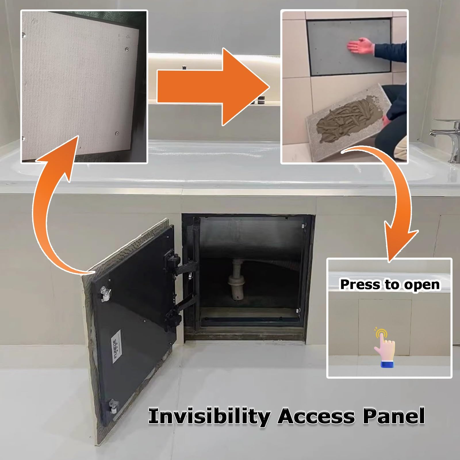 Pannello di accesso a parete per piastrelle nascoste, porta di servizio invisibile per impianti idraulici e riscaldamento, accesso a muro a secco e piastrelle da 15 a 60 cm, facile installazione