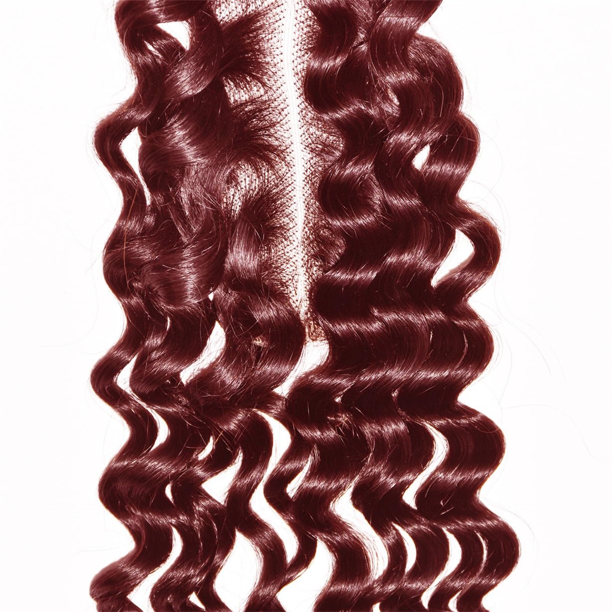 Brazilian 99j Burgundy Deep Wave 2x6 Lace Closure 100% Unprocessed Human Virgin Hair Deep Curly Closure Wine Red Loose Deep Closure With Baby Hair (12inch, 99j deep wave 2x6 closure)