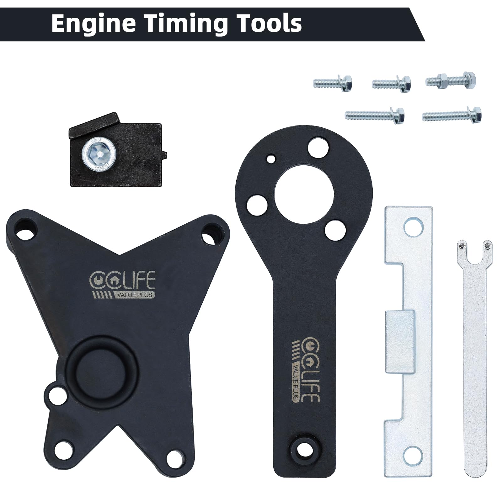 CCLIFE 10 Pezzi Kit Messa in Fase Motore Set di Attrezzi per la Regolazione del Motore Compatibile con Fiat, Ford, Lancia 1.2, 1.4 8V | Per motori a 8 valvole da 1,2 l/1,4 l di Fiat, Ford, Lancia, set da 10 pezzi per una regolazione precisa del motore