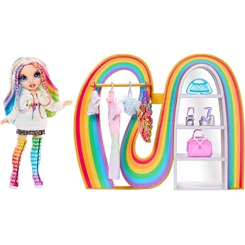 Rainbow High Amaya's Rainbow Closet Playset - with Exclusive Rainbow Doll Fashion Shoes Handbags Hangers Clothes Rack Shelves Funny Gift for Children from 4 Years