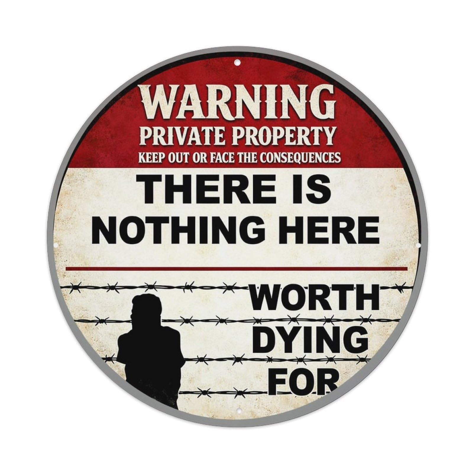 Warning Private Property Sign Tin Sign Metal Poster Vintage Metal Signs for Home Man Cave Bar Cafe Kitchen laundry room Wall Decorations 8x8 inches
