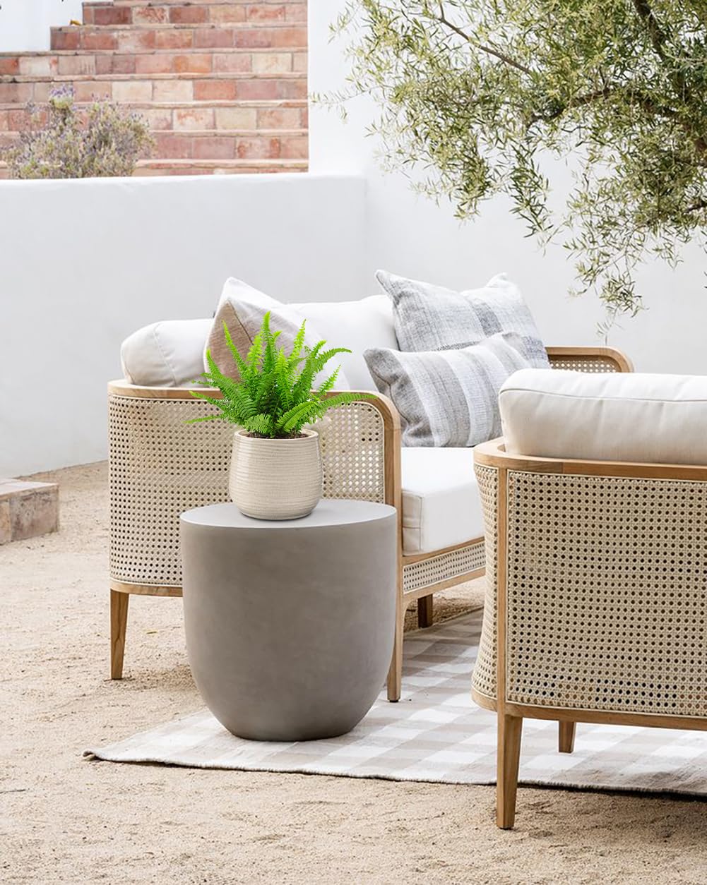 Oairse - Set da 2 vasi da fiori in ceramica, diametro 15 cm, con foro di drenaggio e tappo in silicone per piante da interno, decorazione retrò per set di contenitori da giardino per esterni, smalto