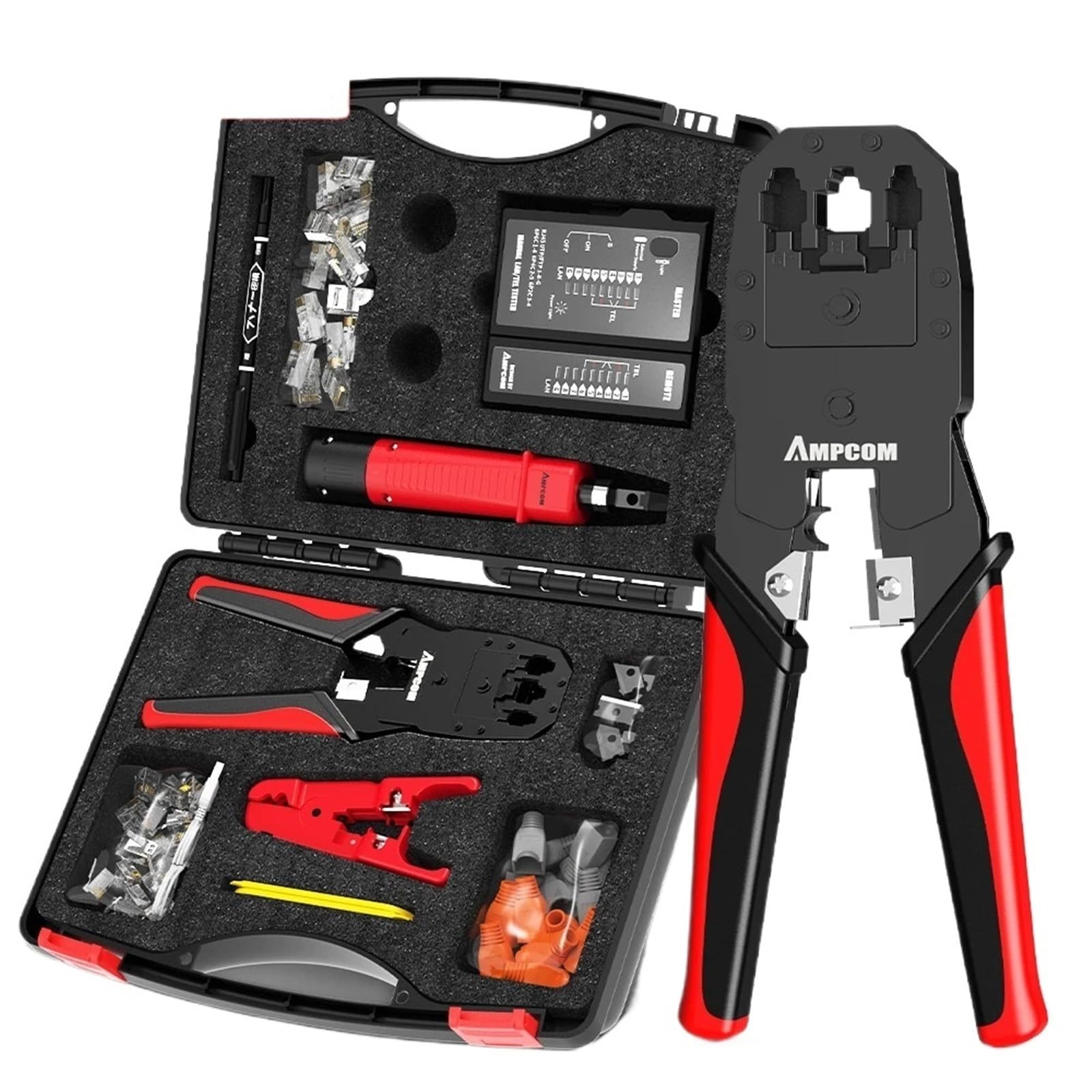 Pince à sertir RJ45, Ensemble d'outils de Test LAN, dénudeur de câble Ethernet, Outil de poinçonnage, connecteurs rj 45 rj11, Ensemble de réparation de câblage 12 en 1