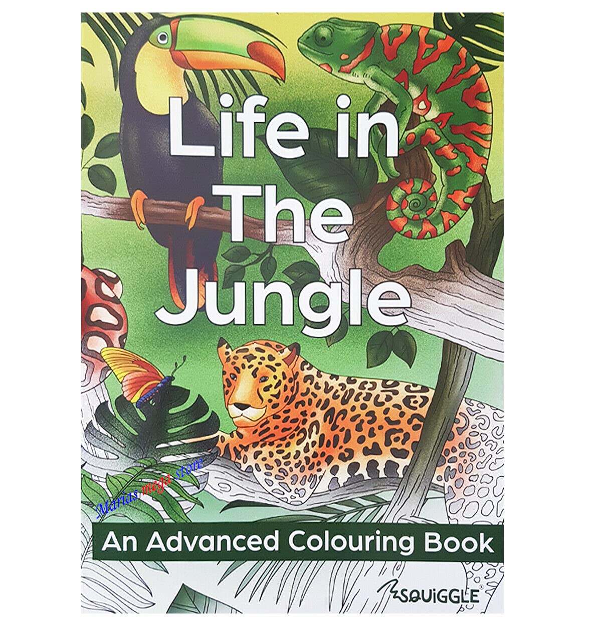 Squiggle Multicolor Life In The Jungle Adult Advanced Colouring Book A4 Size