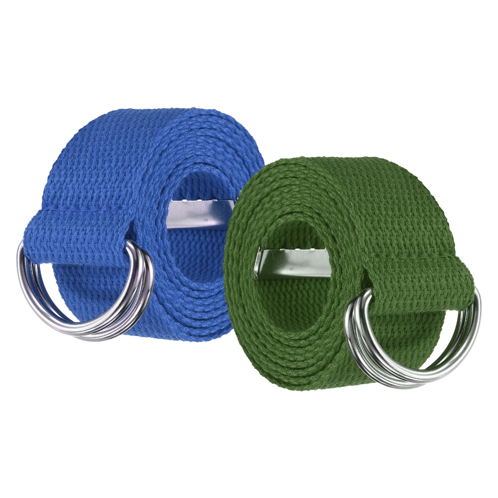 YELARXI Men Canvas Belt Web Flag Football D Ring 51" 2Pcs Blue/Dark Green