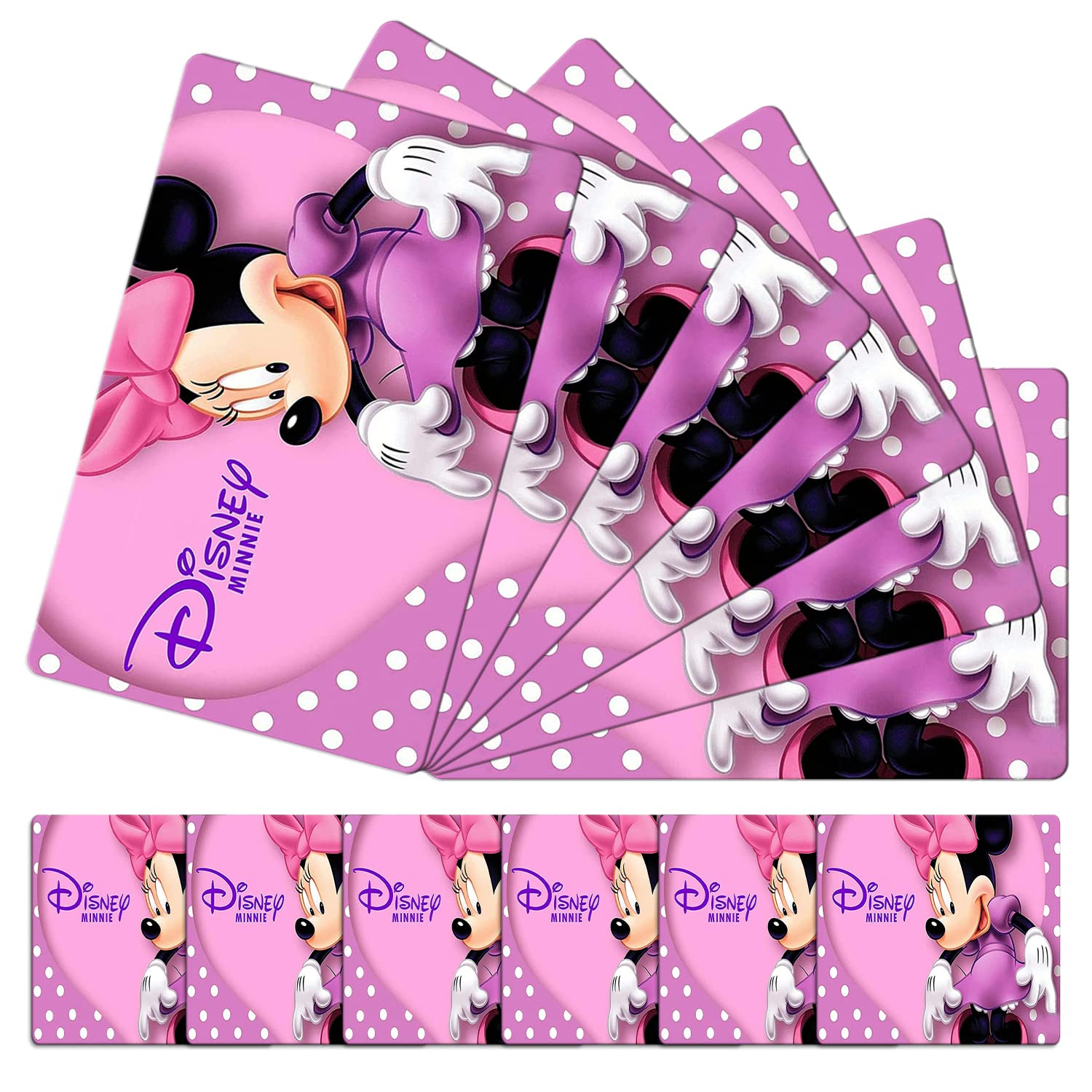 Kuber Industries Multiuses Minnie Print PVC Table Placemat with 6 Coasters for Kitchen, Dining Table Set of 6 (Pink)