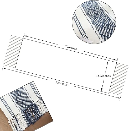 Miniatura 9 de LUFEIJIASHI Caminos de mesa tejidos estilo granja caminos de mesa bohemios de 90 pulgadas de largo con borlas elegantes caminos de mesa lavables