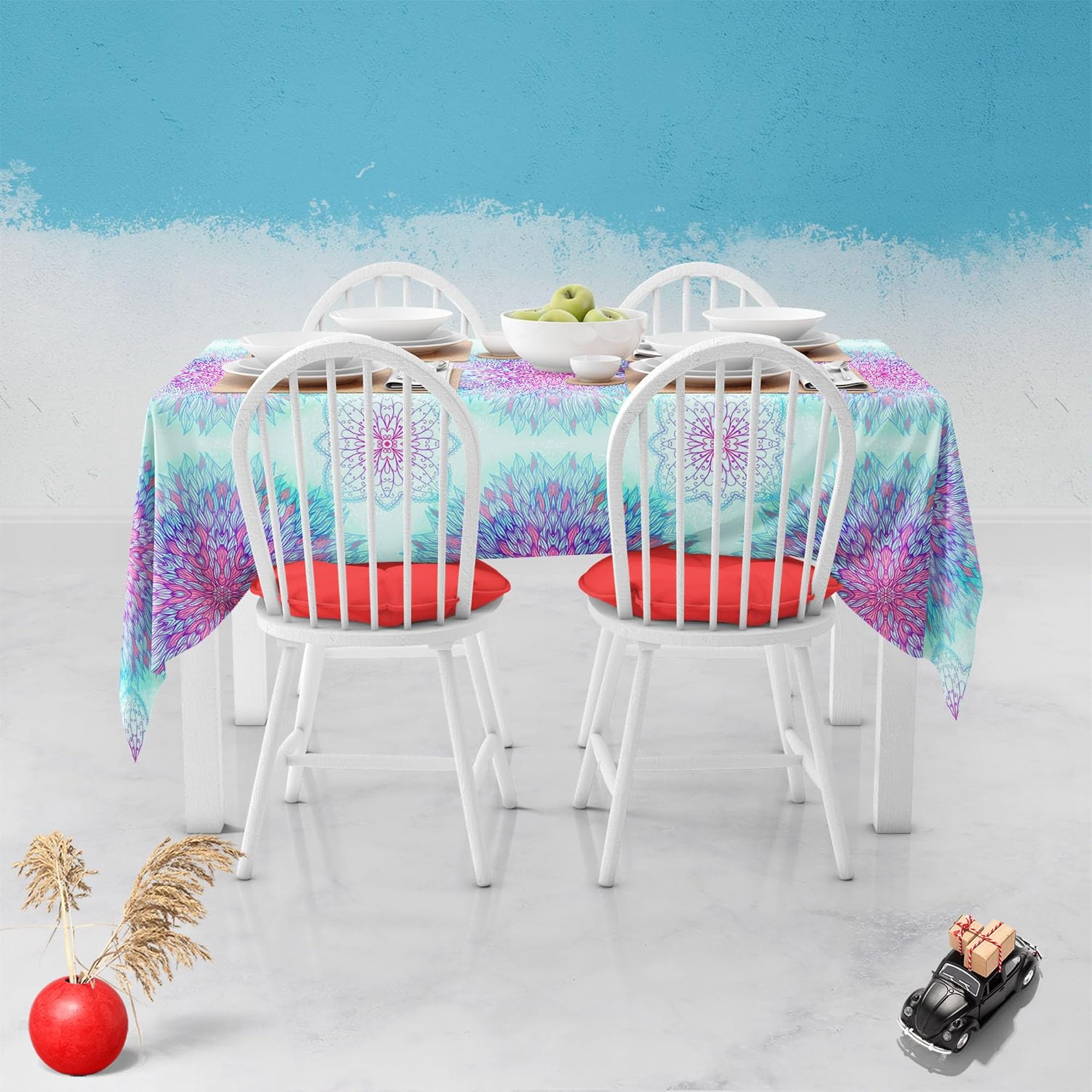 Ethnic Ornament Table Cloth Cover, 4-Seater