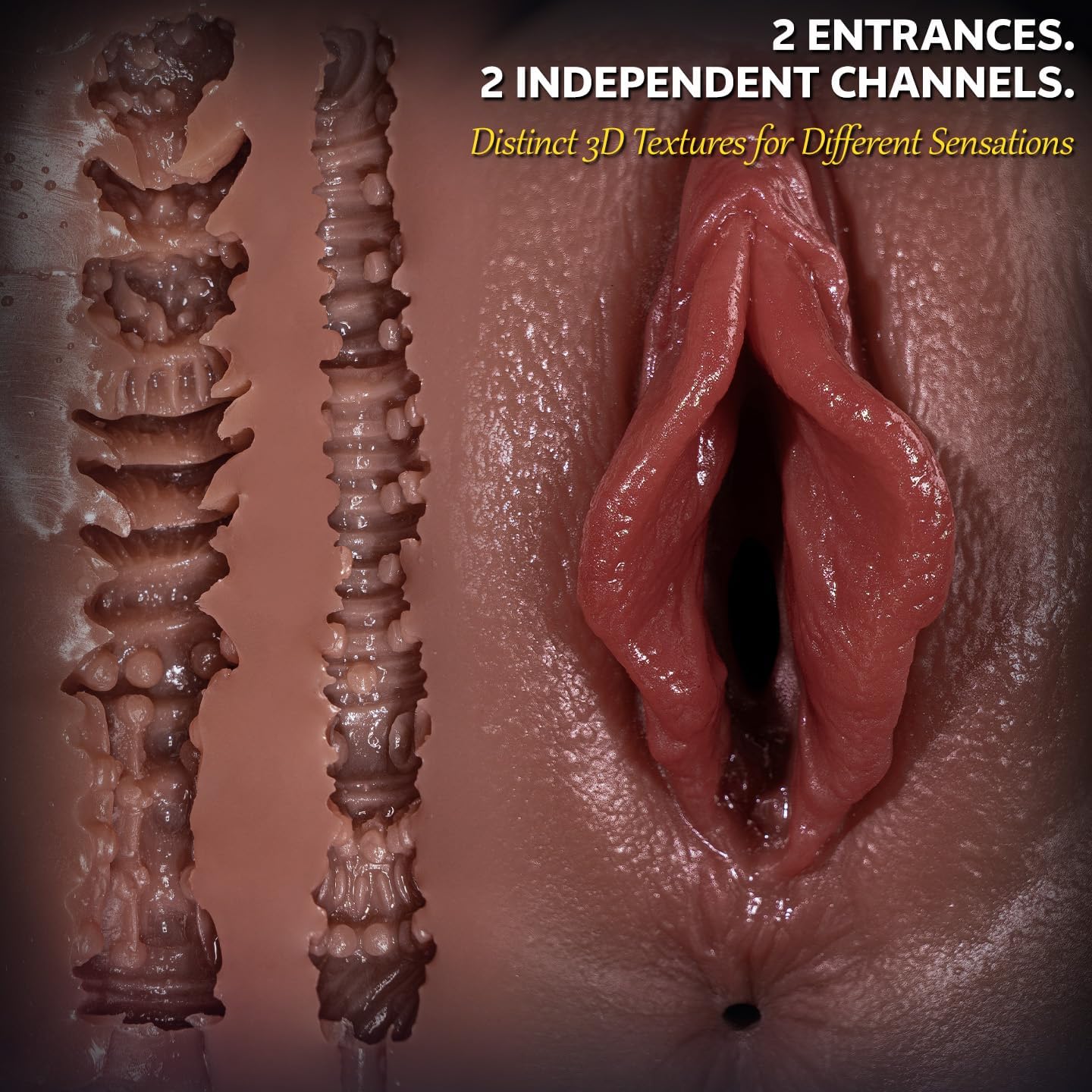 2-in-1 Pocket Pussy Male Masturbator for Men, Realistic Vagina Tight Anus