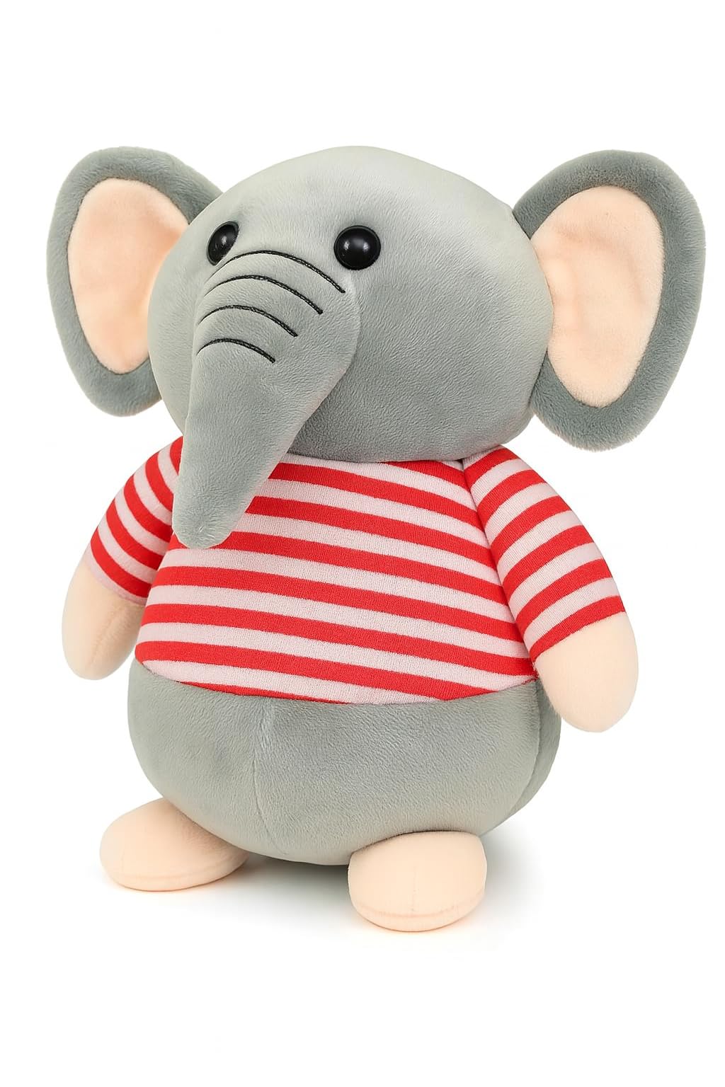 Fun4you Plush Elephant Stuffed Animal Toy with Blue Striped T-Shirt, Soft Toy for Kids, Grey (red)-image-38